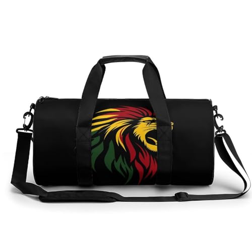 Rasta Reggae Lion Jamaica Gym Bag Travel Duffel Bag Lightweight Carry On Weekender Bag Tote Bags for Women Men