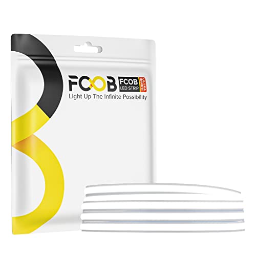 Image of 5mm COB LED Strip Light 6.56FT,DC12V Ultra Thin 6000K Daylight White Flexible High Density Strips 480LEDs /m, CRI 90+ Dimmable LED Tape Lights for Cabinet Bedroom, No Controller & Power Supply