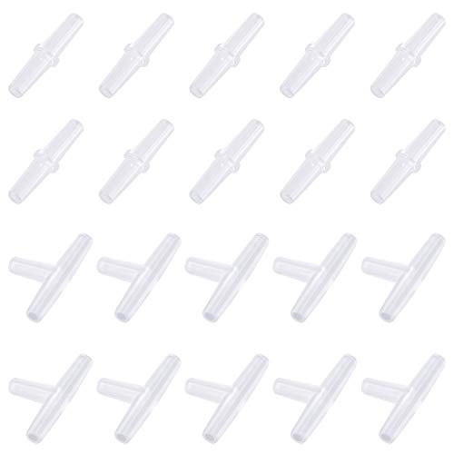 Image of Pawfly 20 Pack Aquarium Air Valve Connector White Plastic Inline Tubing, 3-Way T & Straight