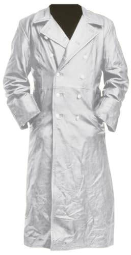 DGHM-JLMY Men's Long Sleeve Button Lapel Jacket Outwear Retro Faux Leather Trench Coat Long Windbreaker Motorcycle Jacket