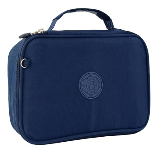 Estojo Box Escolar Feminino Divisorias Organizador Espaço Elástico Para Caneta Lapis (AZUL MARINHO)