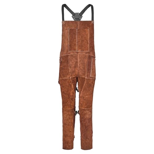 VEVOR Leather Welding Apron Split Leg, Heavy Duty Cowhide Flame Resistant Welding Pants for Men Women, Heat-Resistant Safety Apron with 3 Pockets for Woodworking, Gardening, Blacksmithing, L-Size - image 1