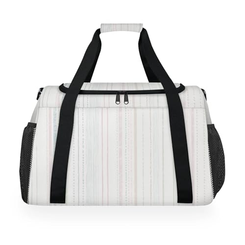 Stripes Colorful White Travel Duffel Bag Weekender Overnight Bags for Women Men Foldable Waterproof Tote Bag with Trolley Sleeve