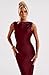 Memoriesea Women's Satin Elegant Sleeveless High Neck Tie Cocktail Party Maxi Dress Burgundy