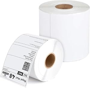 iSOUL 4X6 Direct Thermal Printer Labels Roll 100mm x 150mm 500 White Permanent Adhesive Shipping Labels Rolls Compatible for Zebra, MUNBYN Printers to use on Amazon, Royal Mail Label