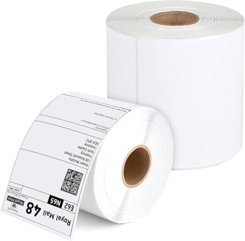 Image of iSOUL 4X6 Direct Thermal Printer Labels Roll 100mm x 150mm 500 White Permanent Adhesive Shipping Labels Rolls Compatible for Zebra, MUNBYN Printers to use on Amazon, Royal Mail Label