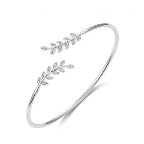 Philip Jones Brazalete de hoja enchapado en plata creado con cristales de Zircondia®