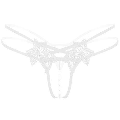Jelove Women Sexy Panties Floral Lace Briefs Thongs Underwear (White, XL)