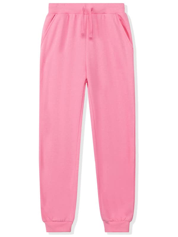 Image of DOTDOG Kids Unisex Soft Brushed Fleece Pull-on Jogger Sweatpants Basic Casual Pants for Boys or Girls (5-6 Years)(Pink, s)