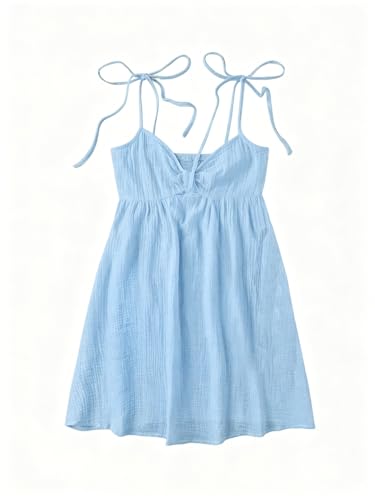 Image of SOLY HUX Women's Summer Cami Sun Dress A Line Tie Shoulder Y2k Cute Casual Short Mini Beach Babydoll Dresses