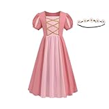 Youfenlove Renaissance Medieval Dress Princess Dress Girls Irish Costume Cosplay Retro Gown Birthday Halloween Xmas Party (Pink,10-12Years)