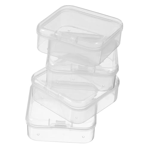 PRETYZOOM 4 pezzi Scatole Portaoggetti Trasparenti Quadrate con Chiusura Clip Organizer per Gioielli Perline e Accessori Orologi Contenitori per Smistamento Oggetti
