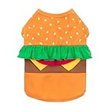 Fitwarm Halloween Dog Hamburger Costume, Funny Clothes for Small Dogs Boy Girl, Pet Fast Food Outfit, Orange, Medium