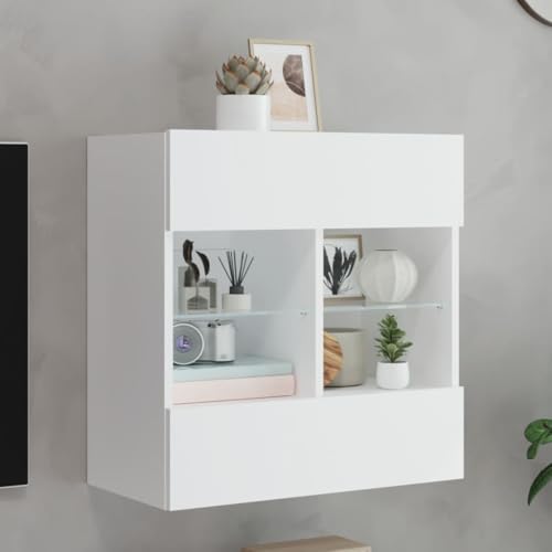 Meuble TV mural avec lumières LED RVB et rangement multi-usage - 2