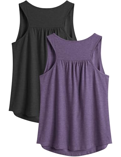 PINSPARK Camiseta Deportiva Sin Mangas para Mujer, Camisetas Sin Mangas para Entrenamiento, Espalda Cruzada, Camisetas Ligeras, Camiseta para Correr De Verano, Paquete de 2