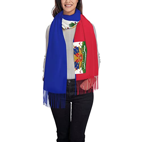 Haitian Flag Poncho Winter Large Scarf Shawl Bandana Neck Wrap For Women