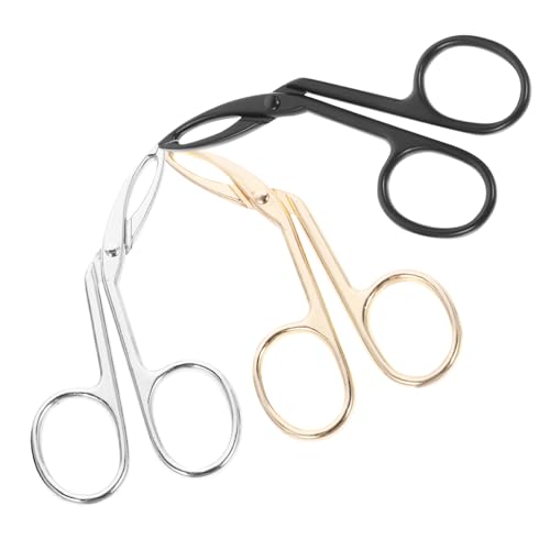 VINTORKY 3Pcs Stainless Steel Eyebrow Clips with Oblique Point Design Comfortable Handle Eyebrow Tweezers for Precise Hair Removal and Shaping Beauty Tool for Women Golden Black