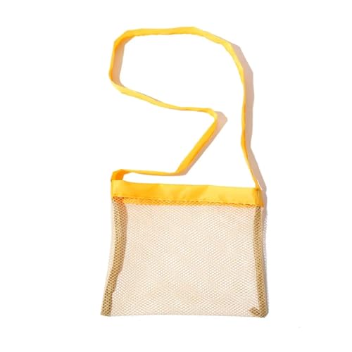 Ultralight Outdoor Mesh Beach Bag - Portable Foldable Crossbody/Shoulder Tote with Pockets, Unisex Storage for Beach Shells & Clothes, Lightweight Compact Design(Orange)