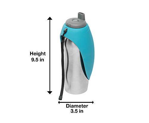 Messy Mutts Stainless Steel Travel Water Bottle with Silicone Flip Up Bowl | Pet Travel Necessity | Camping, Hiking… - Image 4