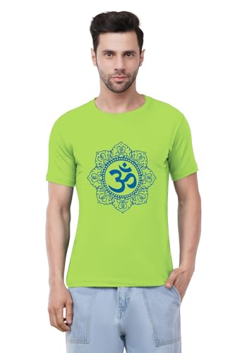 Image of Caseria Men's Cotton Printed T-Shirt -Om Designer | 100% Cotton | Half Sleeves | Regular Fit | Printed | Round Neck | Graphic T Shirt