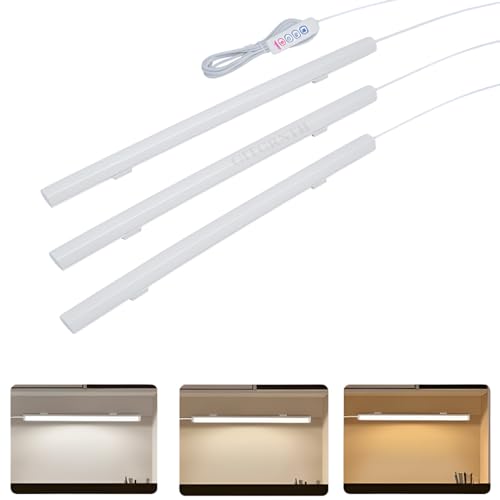 Image of GITGRNTH 3 PCS USB Powered Counter Strip LED Light, 3 Color Mode Mode (3000K /4000K /6000k) with 10 Level Brightness Adjustable Dimming Control for Home Kitchen, Office, Wardrobe, Counter