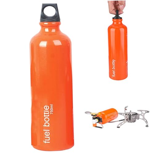 QmjdDymx Contenedor de gas portátil de aleación de aluminio MSR de 750 ml MSR, almacenamiento de gasolina engrosado para la motocicleta de senderismo para acampar al aire libre, solo botella