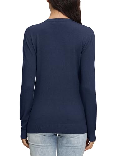Image of EXCHIC Women's Long Sleeve V-Neck Casual Sweaters Fall Classic Soft Knit Top 2026 Fit Basic Pullover Tops