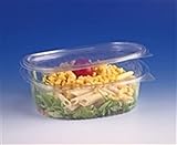 Contenitori d'asporto ovali per alimenti GC 1500ml Vaschette Impilabili per Pasta, Frutta e Verdura; Adatti a Frigo e Freezer con Coperchio unito salvaliquidi e Salvafreschezza; confezione 50 pz