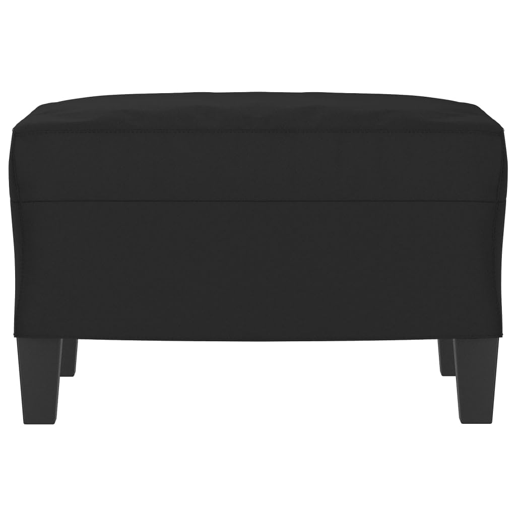 Fußhocker Schwarz 60x50x41 cm, bequemer Mikrofaser Polsterhocker mit stabilem Sperrholzrahmen, vielseitige Ottomane für Wohnzimmer und Schlafzimmer