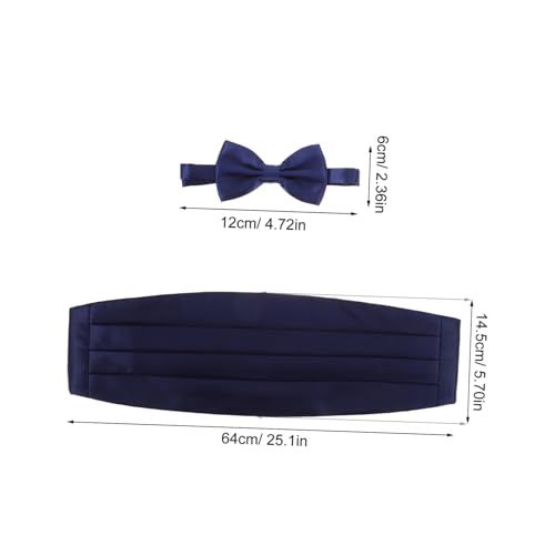 Set de 3 piezas LIFKOME corbata de moño satín azul real miniatura 2