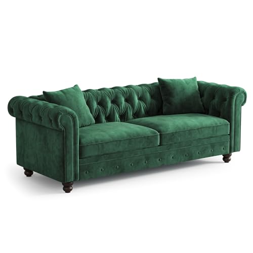 ONBRILL 82 Inch Chesterfield Sofa, 23 Inch Deep...