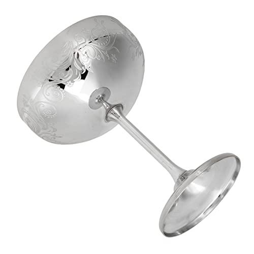 Metal Martini Glasses, Metal Champagne Glass Stainless Steel Martini Engraved Goblet Cocktail Goblets Glasses(Silver Flower)