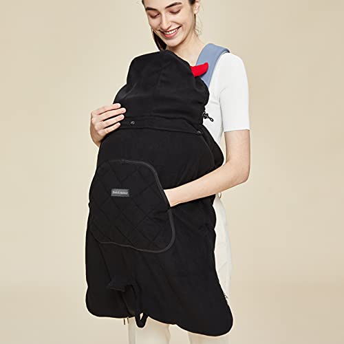 Image of Bebamour Baby Carrier Cover Winter Universal Hoodie All Season Carrier Cover for Baby Carrier (Black)