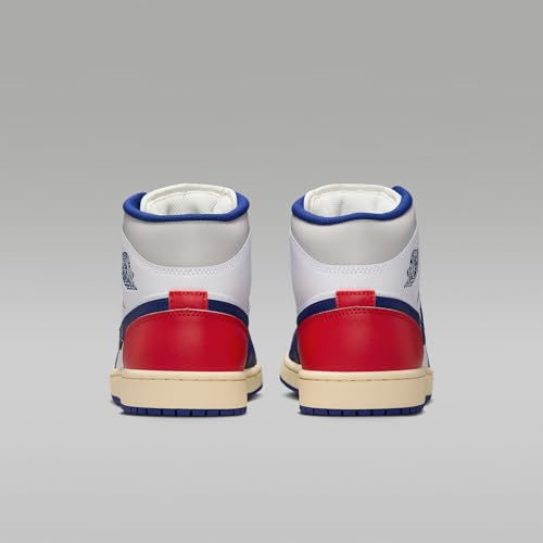 Image of Air Jordan 1 Mid Men's Shoes (White /University Red /Neutral Grey /Deep Royal Blue) Size 7