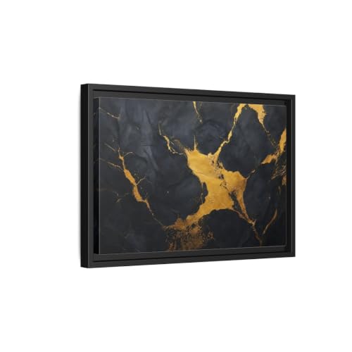 Cadre canvas premium abstrait or et noir horizontal 45x30