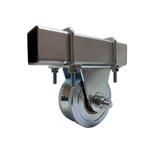 Slide Gate V Groove Wheels 4” Double Bearing Bolted External Mount Bracket Cradle Heavy Duty Solid Steel for Inverted V-Shape Sliding Rolling Track Gates up to 3000lbs Capacity – NO Welding