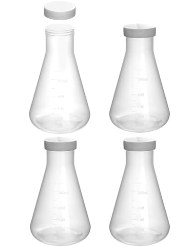 Flasque Erlenmeyer 500ml QWORK avec bouchon à vis étanche pour laboratoire