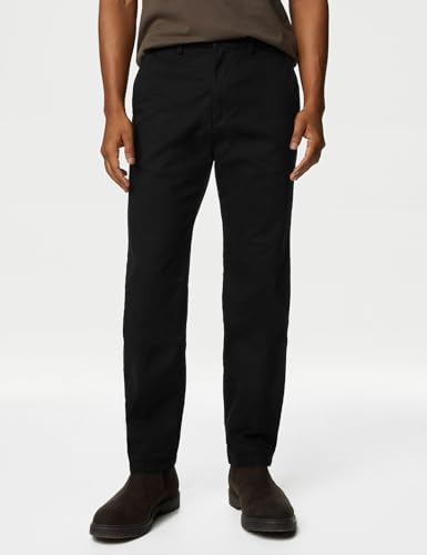Image of Marks & Spencer Mens Solid Mid Rise Regular Fit Chinos