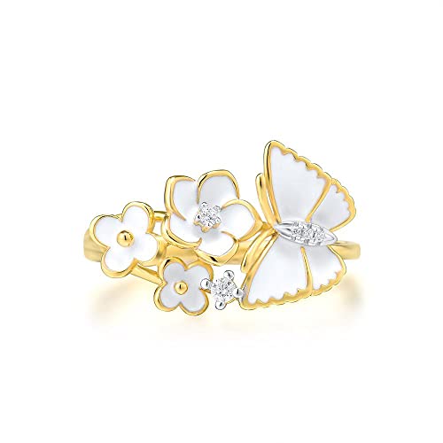 Bague papillon émail blanc pour femme bijou délicat de soirée
