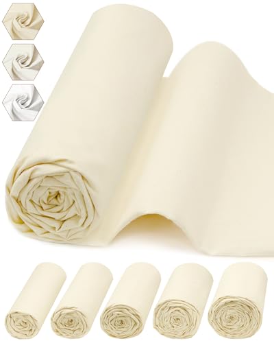 FIVEIZERO 100% Cotton Muslin Fabric by The Yard,63inch x 1.9 Yards Unbleached Natural Cotton Material–Medium Weight Beige Calico Fabric for Sewing,Quilting,Embroidery,Crafts & Apparel Projects