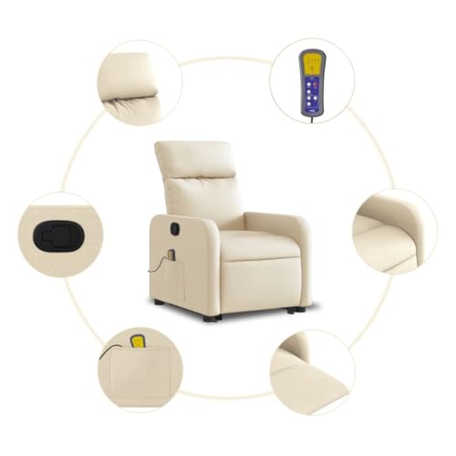 Gecheer Massagesessel Elektrisch, mit Fußhocker, manuelle Positionierung, Verschiedene Massageprogramme, Handsteuerung, Creme Stoff, für Wohnzimmer, Entspannung – Bild 8
