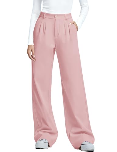 Kistore Womens Pants Wide Leg Thick Warm Pleated Work Slacks Fall Winter Business Casual Trousers for Women with Pocket