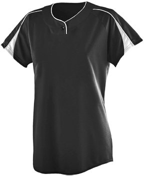 Augusta - Authentic Sports Shop Softball Girls/Ladies Diamond Two-Color Raglan/One Button Placket Cool Base Wicking Jersey Uniform