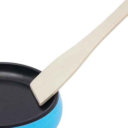 Non-Stick Electric let, 450W 110V Round Mini Frying Pan, Egg Pancake Maker Omelet w/Wooden Spatula, Overheating Protect, Used for Dumplings, Bacon, Sausa, 5.9 * 2.2in (Blue)