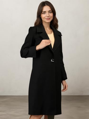 Image of CHKOKKO Women Wool Stylish Winter Coat Single Breasted,Long Length Trench Overcoat With Collar & Convenient Front Side Pockets,Suitable As An Elegant Formal Or Semi Formal Wear