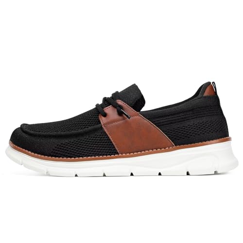 Image of Mens Casual Slip in Boat Shoes Fashion Lightweight Slip On Loafers Walking Beach Sneakers Work Mesh Oxfords Soft Sole