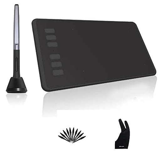 Tablets gráficos Huion H640P OSU com 6 teclas de atalho, Stylus sem bateria, 8192 Sensibilidade de pressão, compatível com Mac, PC ou Android Mobile