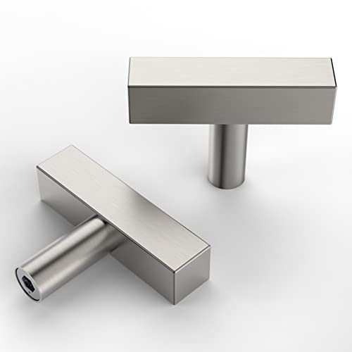 Astrée 5 Pack 50mm Brushed Satin Nickel Drawer Knobs Stainless Steel Cabinet Knobs Cupboard Knobs Kitchen Door Knobs T Bar Cupboard Handles and Knobs Dresser Knobs