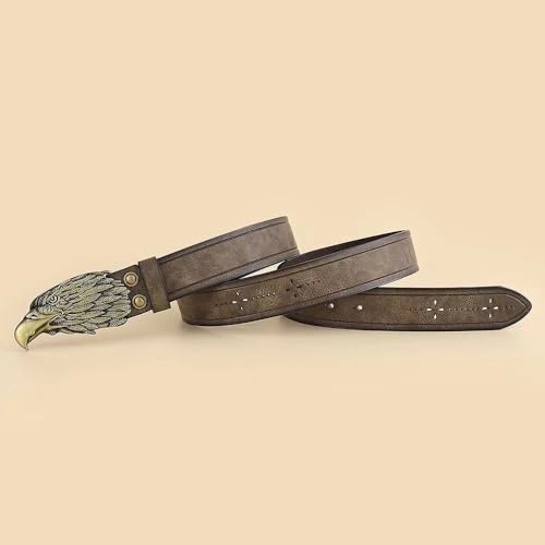 Eagle Head Western Cowboy Rivet Retro Brown Leather Cross Hollow-out Carved Waist Belt Men Causal Golf Pants Polo Shirts Matching Steampunk Rock Buckle Belts Pattern Floral Engraved Buckle Belt3