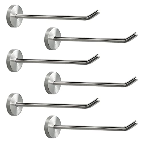 NearMoon Coat Hooks, Wall Mount Hooks for Hanging Hat Hurse Robe, 304 Stainless Steel Heavy Duty Towel Hangers for Bathroom Livingroom Hotel Kitchen Garage, 6 Pack (6 Inch, Brushed Nickel)